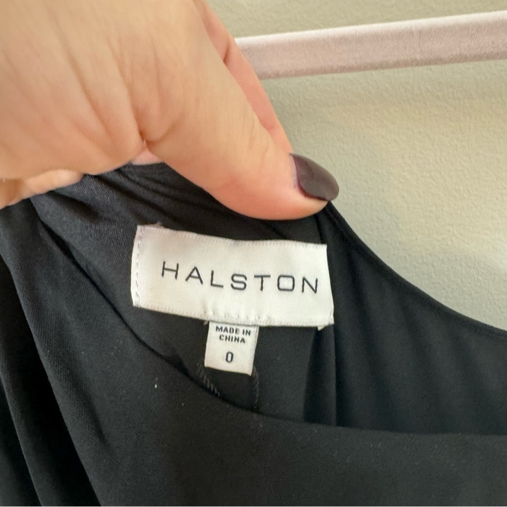 NWT Halston Ivanna Gathered Asymmetric Cut-Out Gown Black Size 0 - Picture 6 of 7